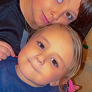 Luciana Mercédès a rejoint le concours — aidez-le/la à gagner de superbes lots ! child, children, portrait, face, smile, indoor, sweater, clothing, cute, young, girl, kid, happy, family, brown_eyes, blonde_hair, brown_hair, earrings, necklace, closeup