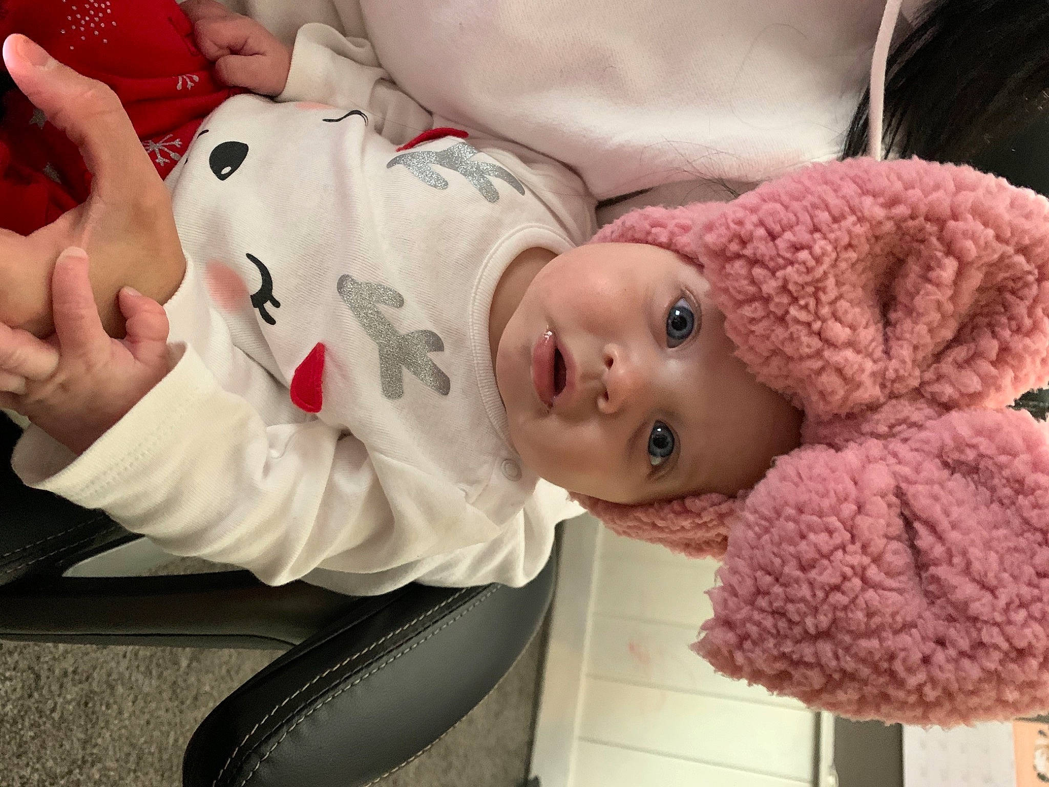 Holland is registered to the contest to win money with this photo: active_pants, baby, baby_products, baby_toddler_clothing, baby_toys, comfort, headwear, leggings, nail, nightwear, person, pink, plush, stuffed_toy, thread, tights, toy