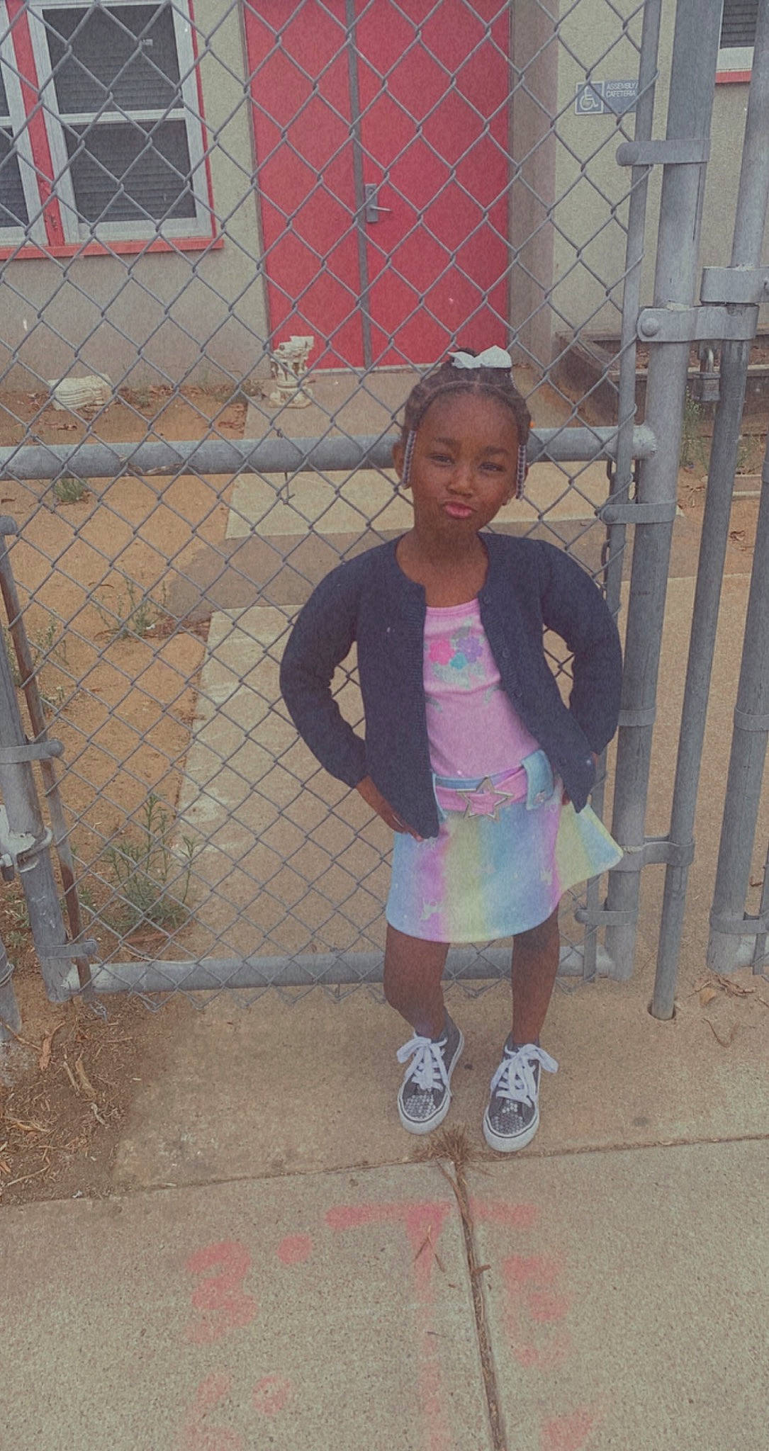 Ariah joined the competition — help win amazing prizes! child, chin, electric_blue, fence, fun, head, human, human_body, human_settlement, leisure, magenta, mesh, person, public_space, shorts, sleeve, standing, t_shirt, thigh, toddler