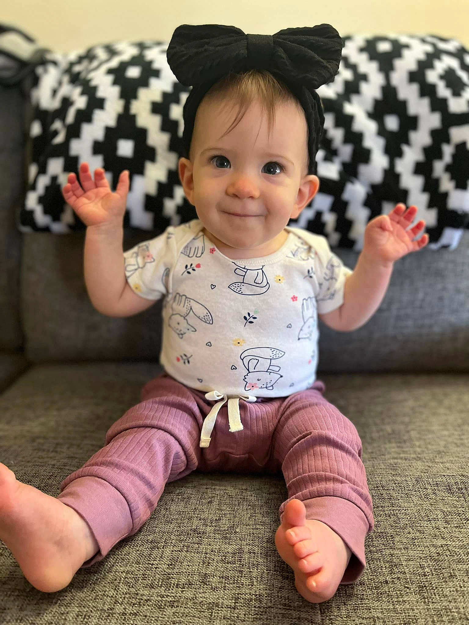 Addilynn joined the competition — help win amazing prizes! baby, baby_toddler_clothing, beauty, cheek, child, comfort, face, facial_expression, finger, hairstyle, happy, head, joy, person, pink, product, skin, sleeve, smile, textile