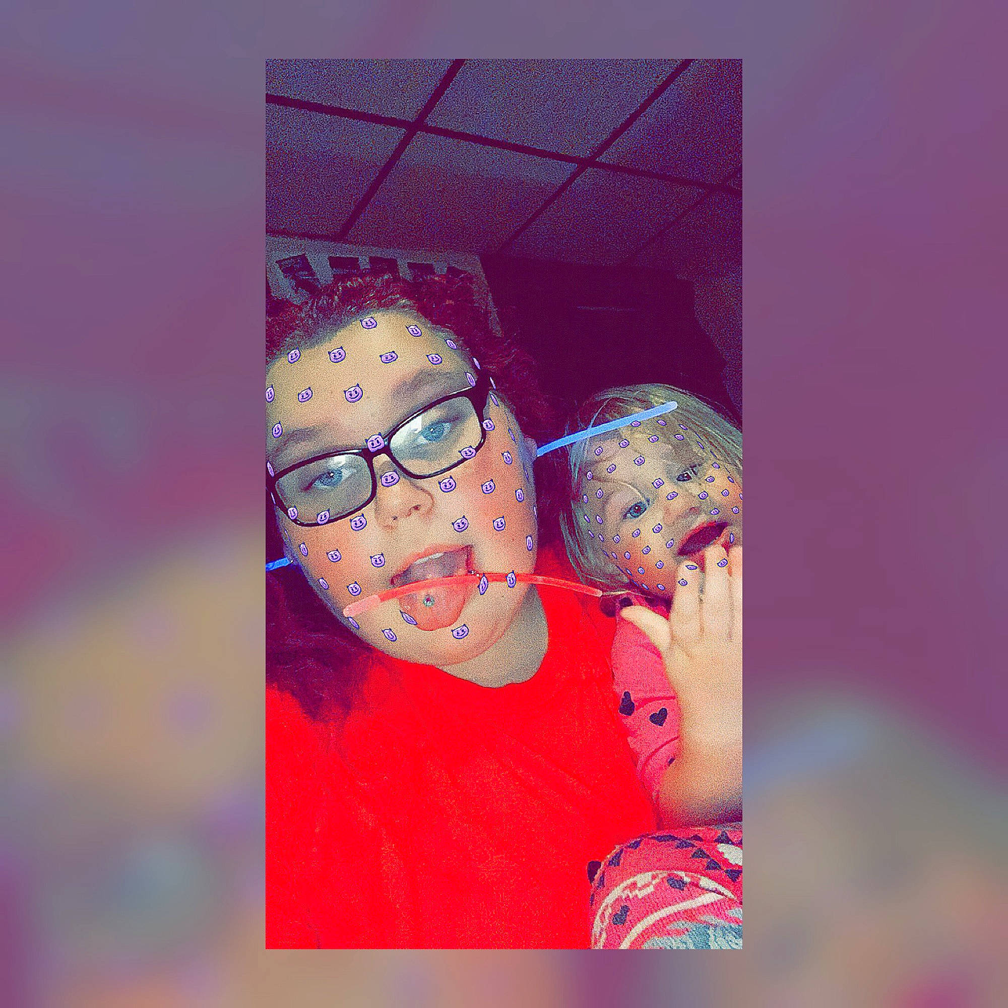 Gabriella is registered to the contest to win money with this photo: art, electric_blue, eyewear, flash_photography, flesh, fun, gesture, happy, jaw, magenta, person, personal_protective_equipment, photographic_paper, pink, portrait, portrait_photography, purple, room, selfie, vision_care