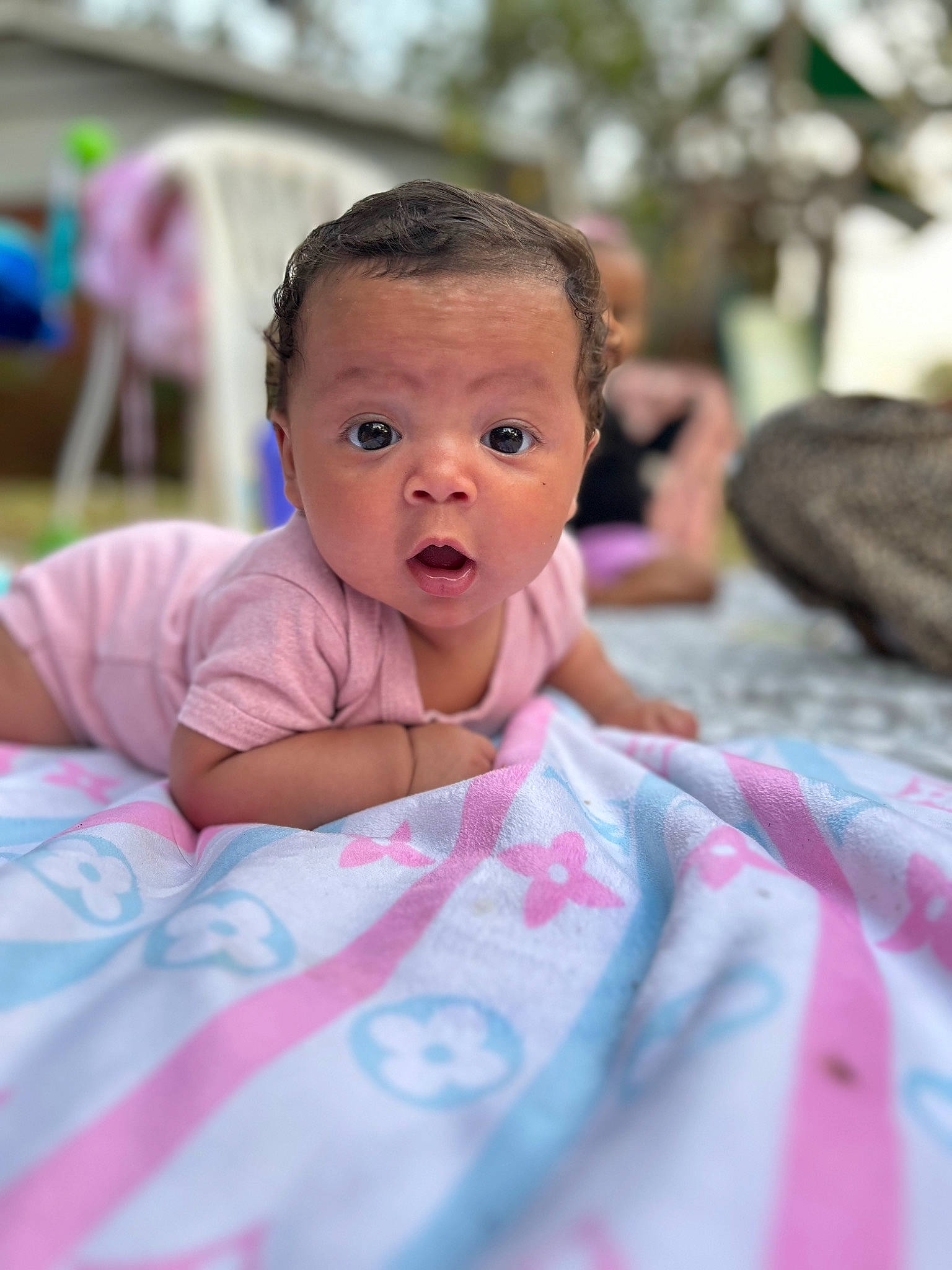 Armani joined the competition — help win amazing prizes! baby, baby_toddler_clothing, child, comfort, event, face, fun, grass, happy, leisure, linens, magenta, person, pink, portrait_photography, recreation, sitting, skin, surprise, toddler