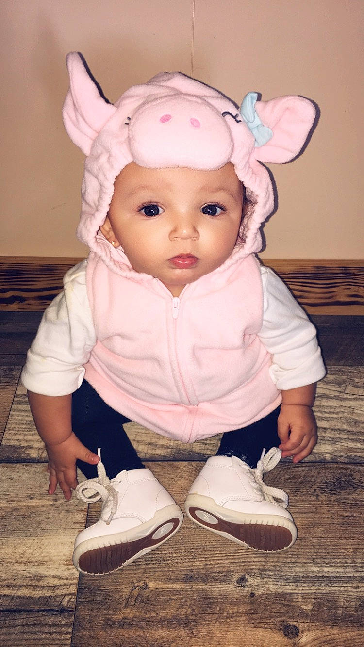 Raeleigh is registered to the contest to win money with this photo: baby, cheek, child, child_model, ear, fawn, happy, head, organ, person, pink, skin, toddler