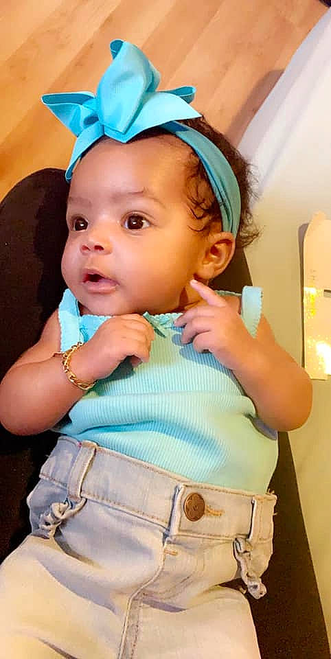 Shayla B is registered to the contest to win money with this photo: baby, baby_products, cheek, child, fashion_accessory, hair_accessory, headband, headgear, person, toddler