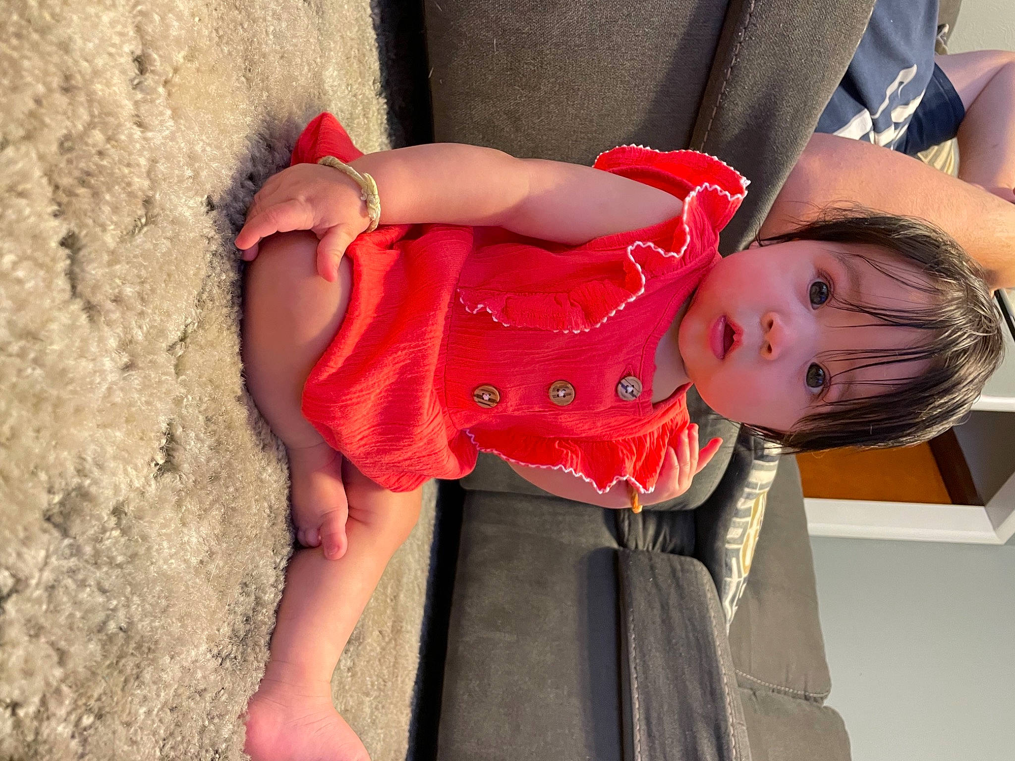 Azariah joined the competition — help win amazing prizes! baby, baby_toddler_clothing, dress, elbow, glasses, human_leg, joint, leisure, lip, mouth, neck, pattern, person, pink, shoulder, skin, sleeve, surprise, thigh, toddler