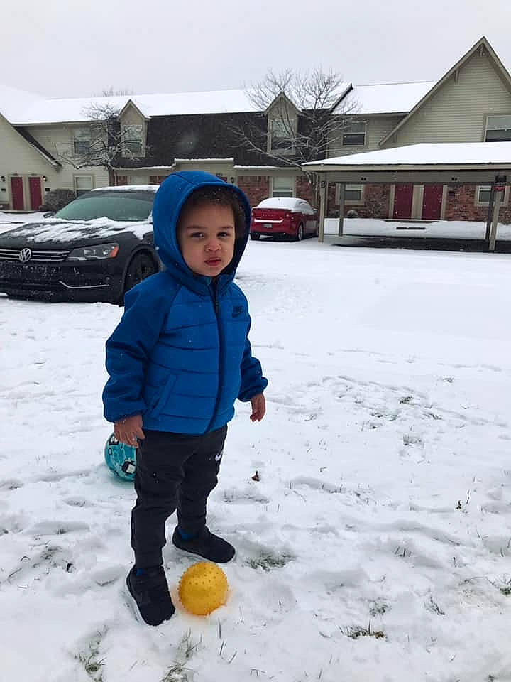 Jule is registered to the contest to win money with this photo: child, freezing, fun, ice, outerwear, person, play, playing_in_the_snow, precipitation, snow, toddler, vacation, winter, winter_storm