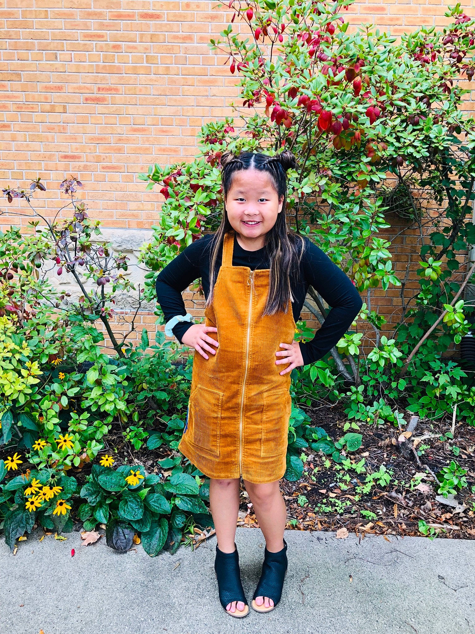 Nevaeh joined the competition — help win amazing prizes! autumn, botany, clothing, dress, fashion, fashion_accessory, flower, footwear, garden, jacket, joy, orange, outerwear, person, plant, shoe, smile, snapshot, spring, street_fashion