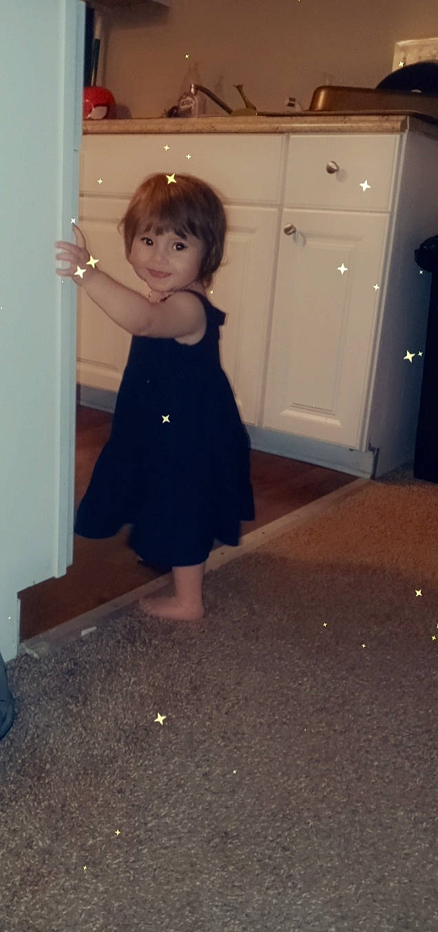 Miraclegrace joined the competition — help win amazing prizes! baby_toddler_clothing, barefoot, day_dress, door, dress, floor, flooring, foot, formal_wear, hardwood, human_leg, joy, knee, one_piece_garment, person, sleeve, smile, stairs, toddler, trunk