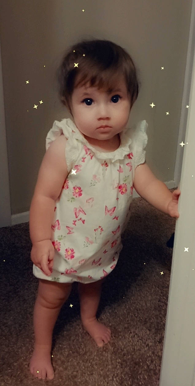 Miraclegrace is registered to the contest to win money with this photo: baby, baby_toddler_clothing, bangs, cheek, child, chin, door, eyebrow, eyelash, finger, gesture, hair, iris, lip, neck, nose, person, pink, skin, sleeve