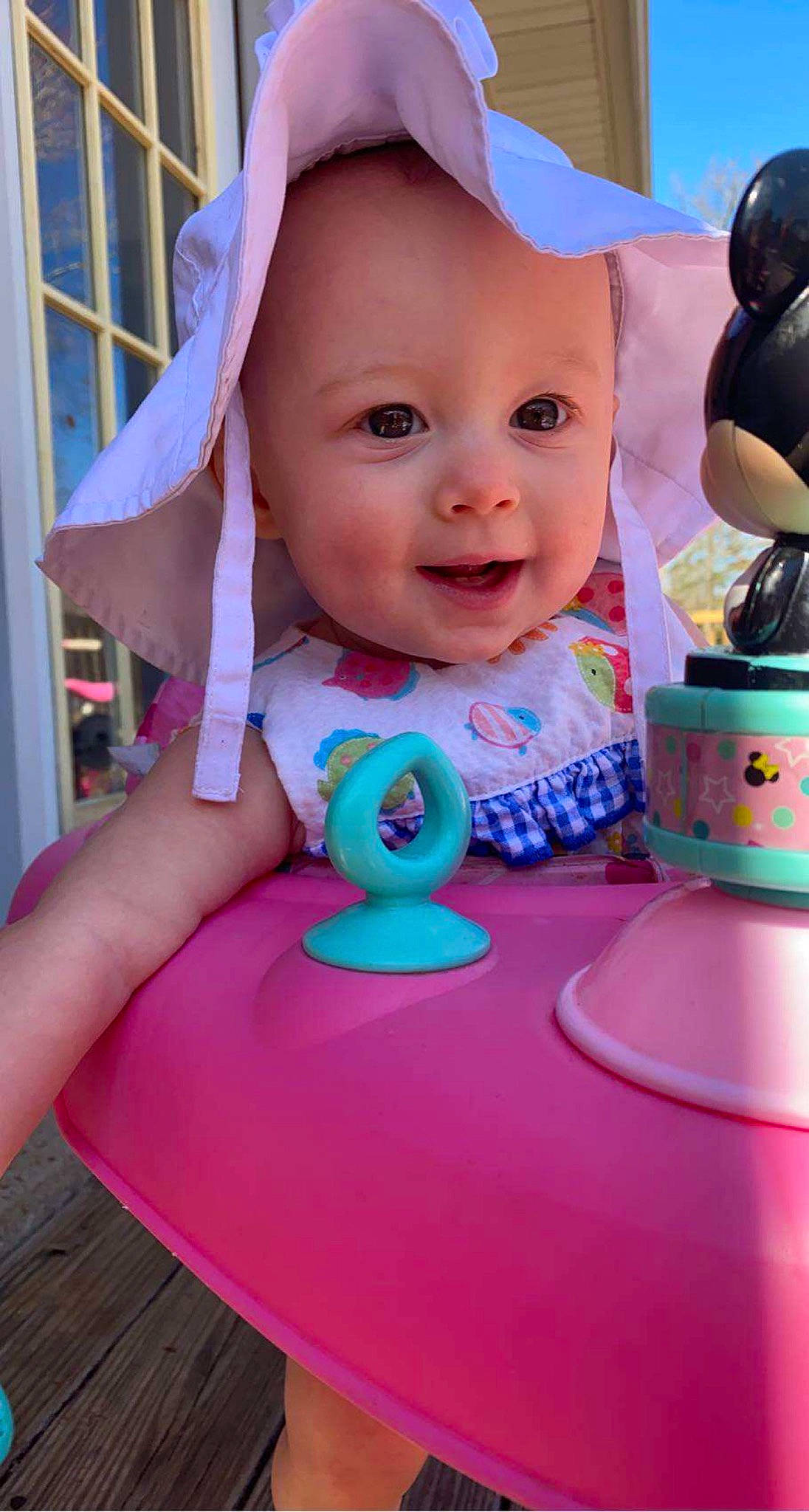 Maelynn joined the competition — help win amazing prizes! baby, baby_products, baby_toddler_clothing, child, event, facial_expression, fashion_accessory, fun, happy, leisure, magenta, party_supply, person, pink, play, purple, sitting, skin, smile, table