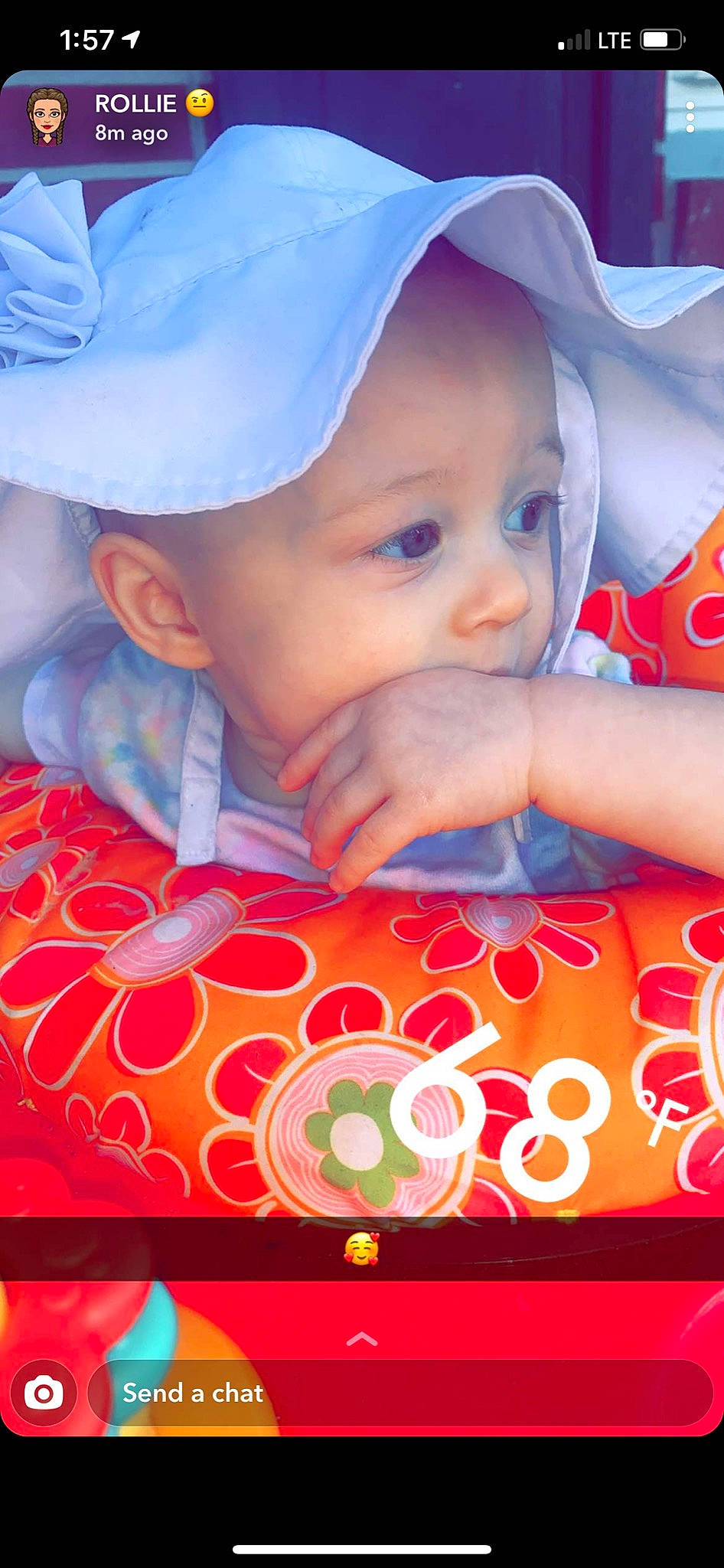 Maelynn is registered to the contest to win money with this photo: baby, baby_toddler_clothing, beauty, cap, cheek, child, facial_expression, finger, fun, happy, headgear, headwear, lip, orange, pattern, person, pink, red, skin, sleeve