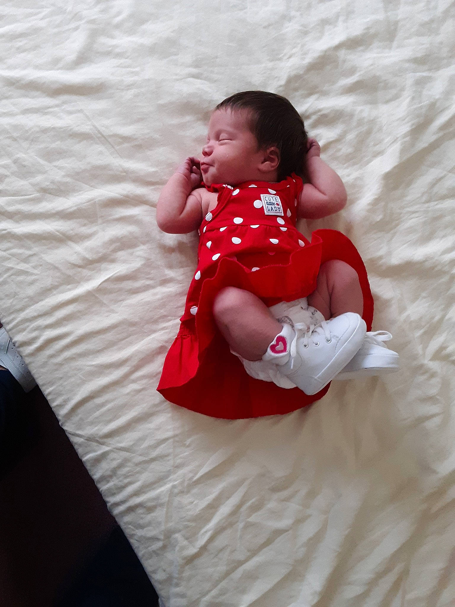 Esmeralda joined the competition — help win amazing prizes! baby, child, fun, person, red, sitting, skin, toddler