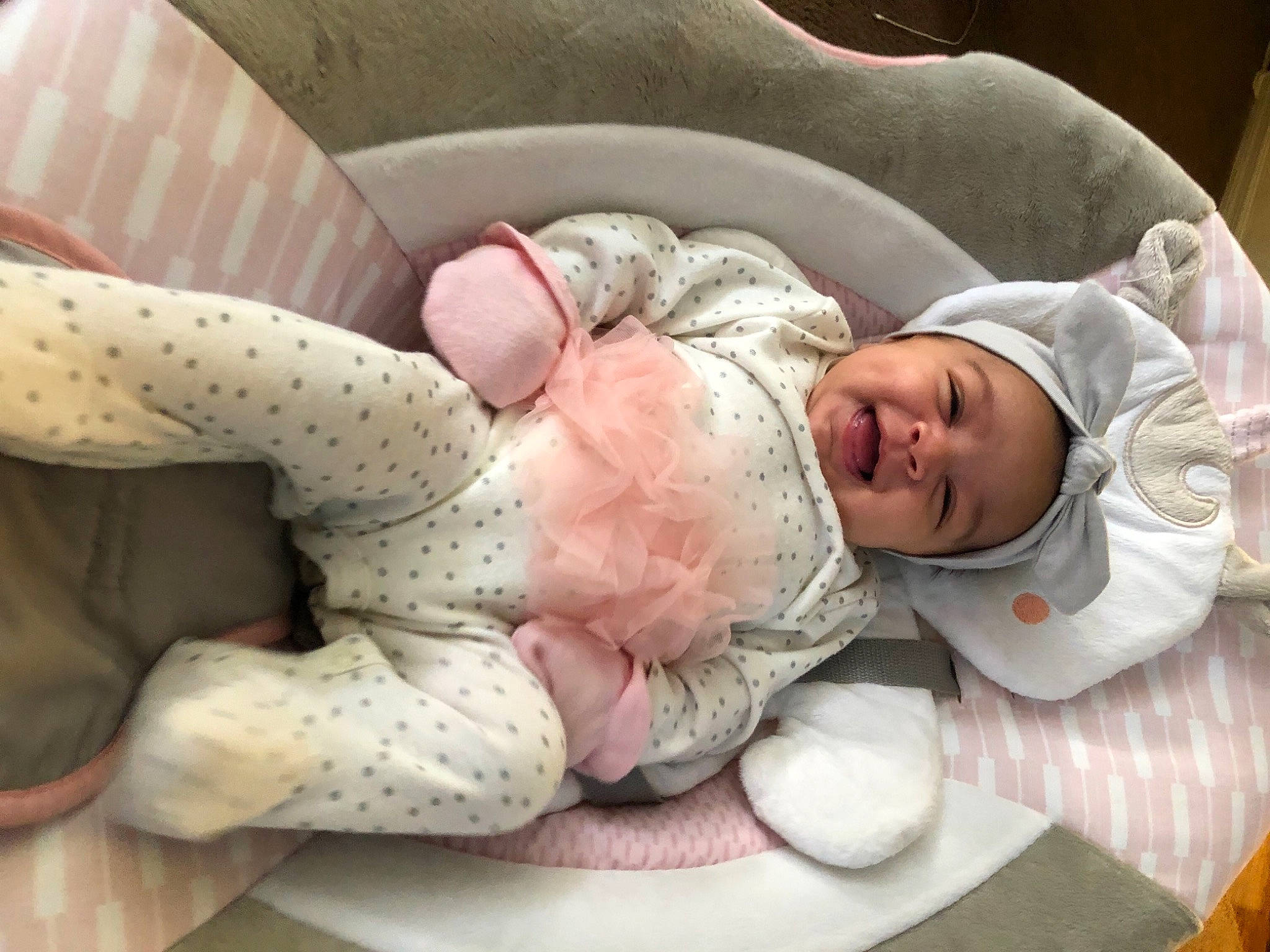 Xiomara joined the competition — help win amazing prizes! baby, baby_products, baby_safety, baby_sleeping, baby_toddler_clothing, cheek, child, comfort, foot, headwear, infant_bed, linens, nap, nose, person, pink, skin, sleep, sock, toddler