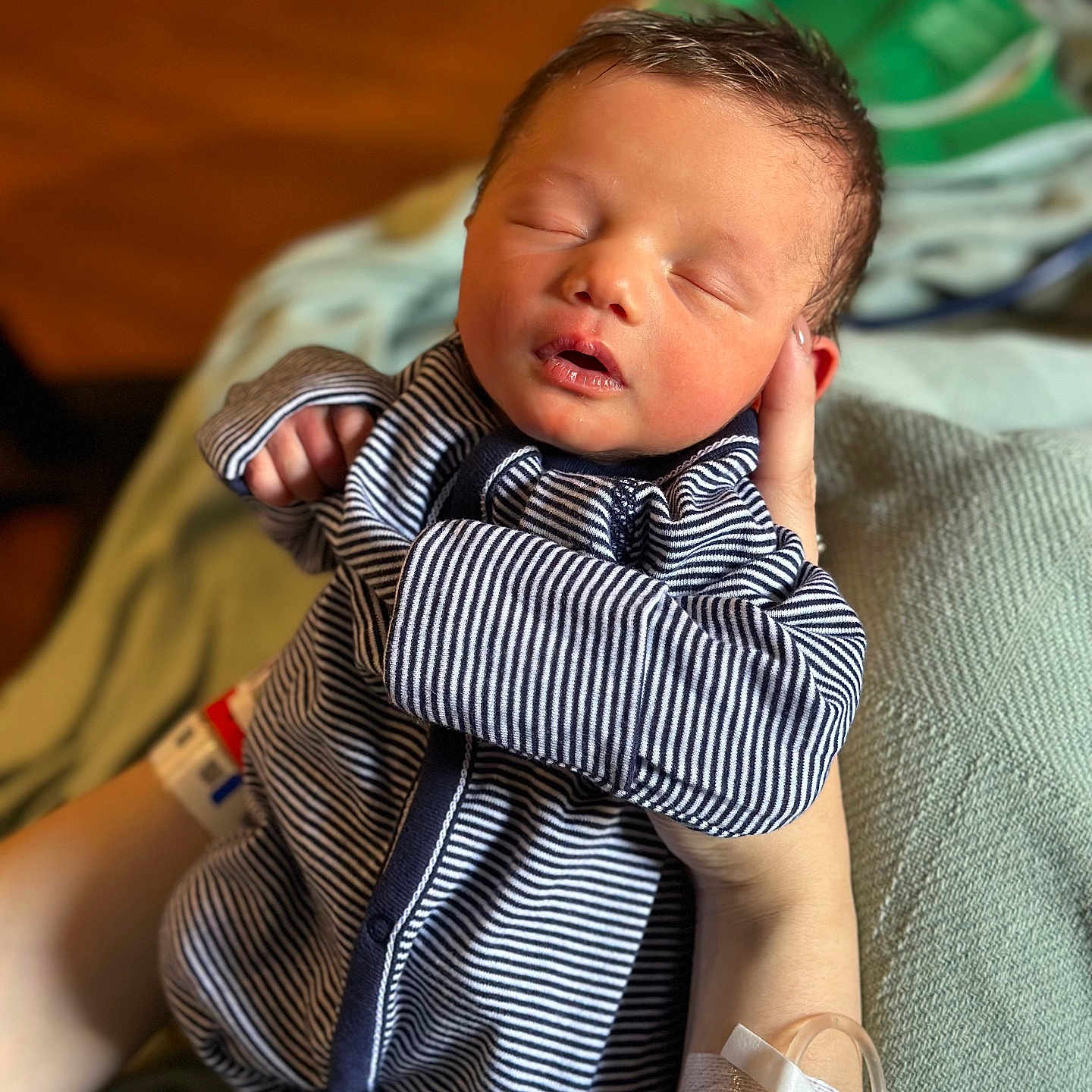Tru joined the competition — help win amazing prizes! architecture, baby, bed, bodypart, building, clothing, couch, face, finger, furniture, hand, head, hospital, newborn, person, photography, portrait, scarf, shirt, sleeping