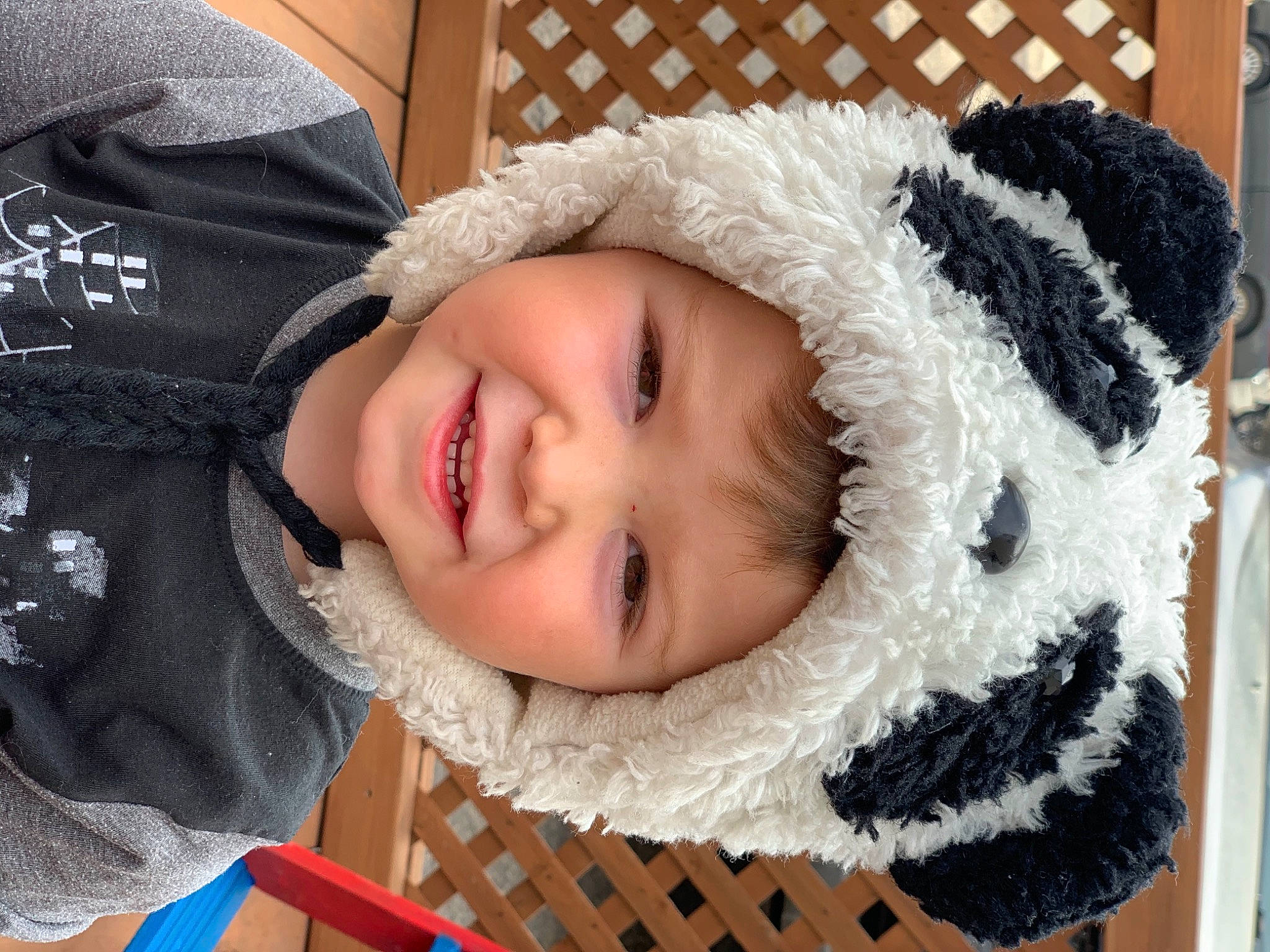 Ayden participe au concours pour gagner de l'argent avec cette photo : baby_products, baby_toddler_clothing, cheek, child, fur, fur_clothing, headwear, hood, hoodie, iris, person, textile, toddler, winter, wool