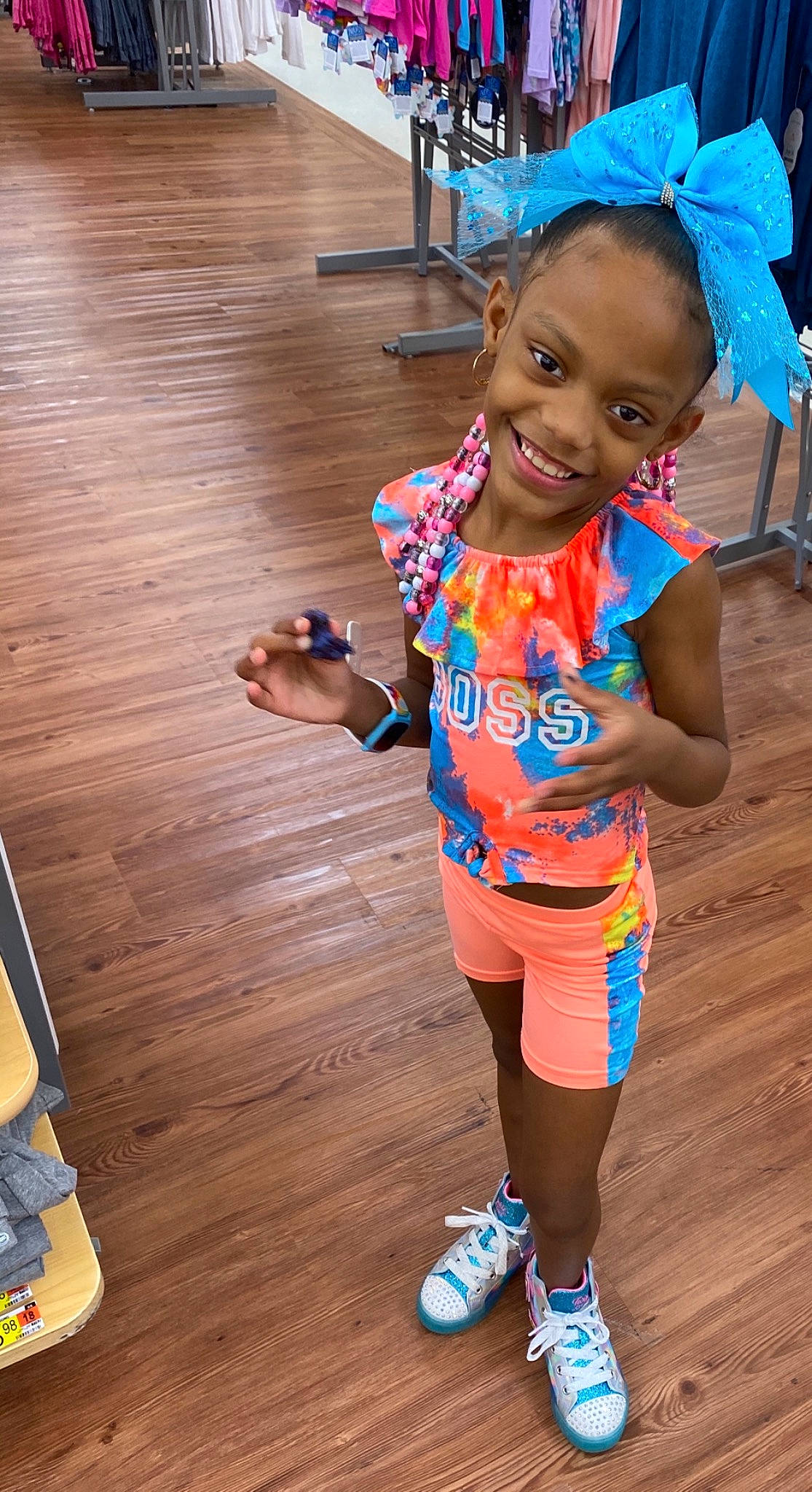 Armoni joined the competition — help win amazing prizes! baby_toddler_clothing, child, floor, flooring, hair_accessory, hardwood, headband, headpiece, joy, laminate_flooring, outdoor_shoe, person, plank, plywood, sandal, sneakers, toddler, varnish, walking_shoe, wood