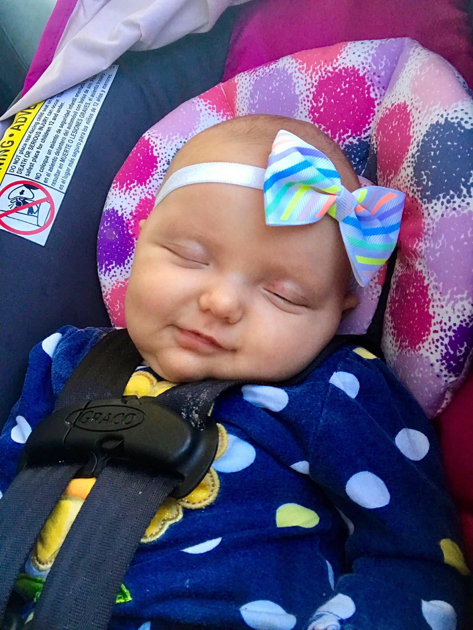 Adalina is registered to the contest to win money with this photo: baby, baby_products, cheek, child, eye, face, hair_accessory, head, headgear, lip, person, pink, product, skin, textile, toddler