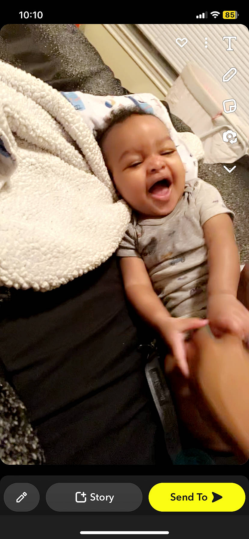 Kaycee joined the competition — help win amazing prizes! baby, baby_toddler_clothing, cap, child, comfort, cool, face, fashion_accessory, flash_photography, fur, gesture, happy, knit_cap, person, sitting, skin, sleeve, smile, thumb, toddler