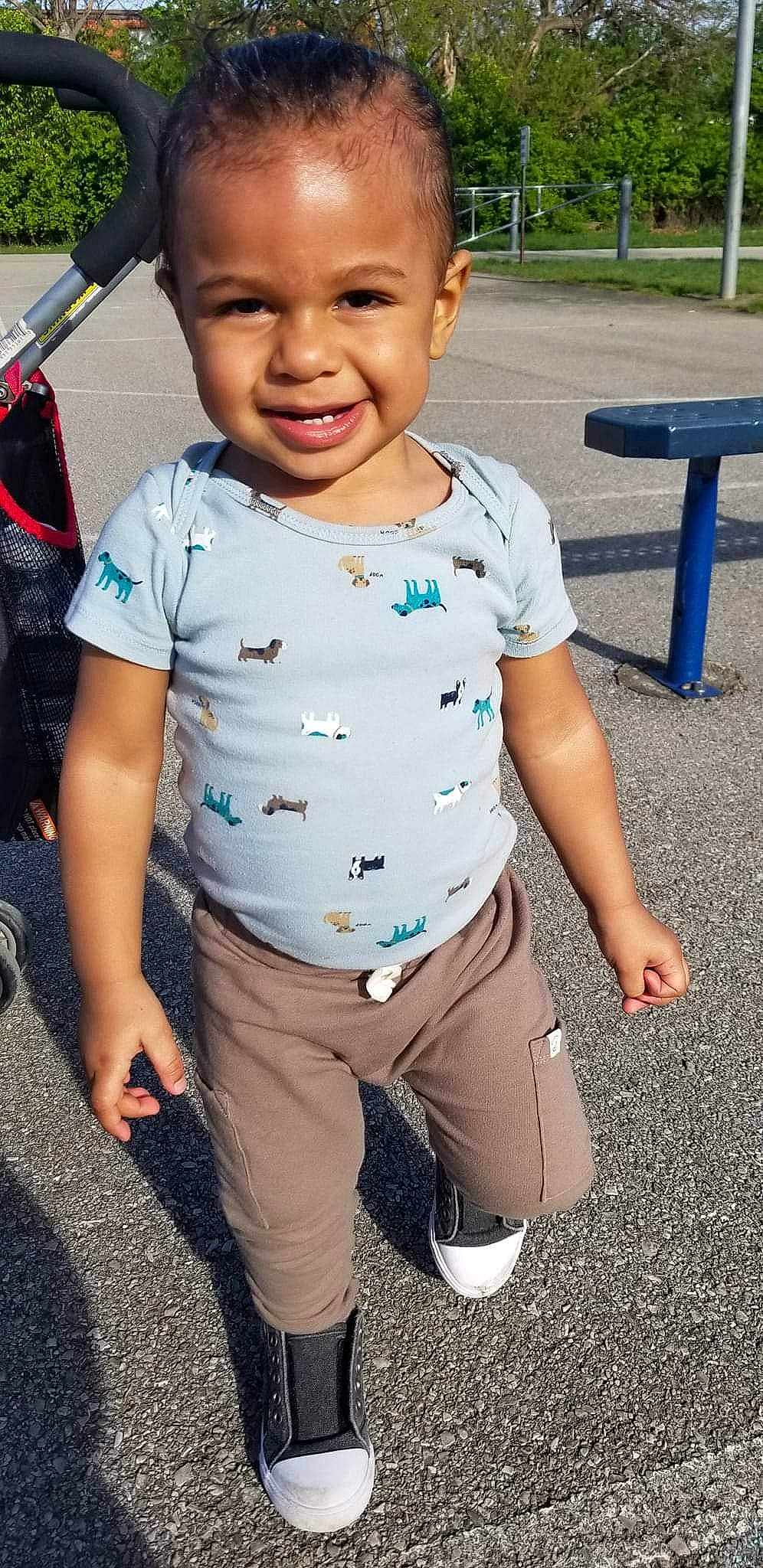 Ozias joined the competition — help win amazing prizes! child, cool, denim, electric_blue, eye, face, facial_expression, fun, gesture, hair, hairstyle, happy, head, joy, person, skin, sleeve, smile, standing, toddler