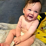 Juhsiya joined the competition — help win amazing prizes! baby, smiling, sitting, blanket, couch, pillow, happy, child, infant, skin, hair, indoors, cute, portrait, young, expression, comfort, plush, relaxed, bright