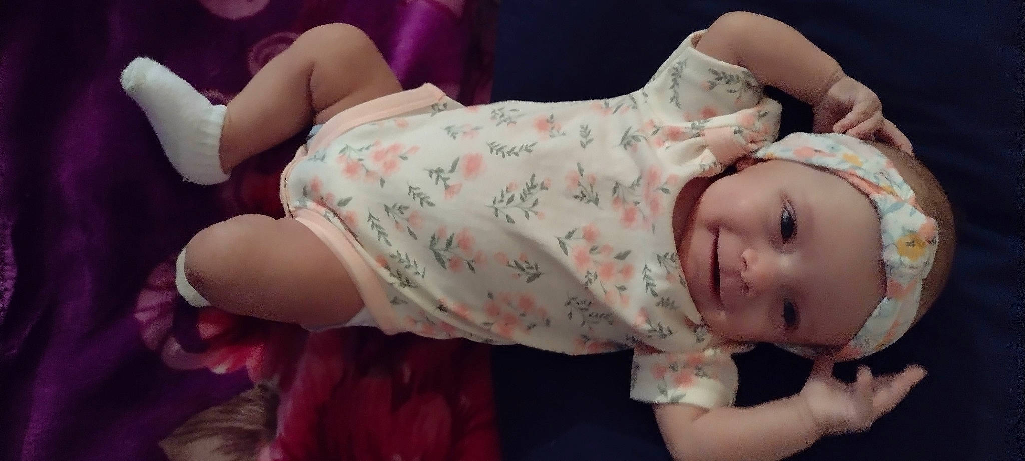 Abigail joined the competition — help win amazing prizes! abdomen, arm, baby, baby_products, baby_toddler_clothing, cheek, chest, child, comfort, finger, headwear, human_leg, joy, lip, mouth, pattern, person, pink, skin, sleeve