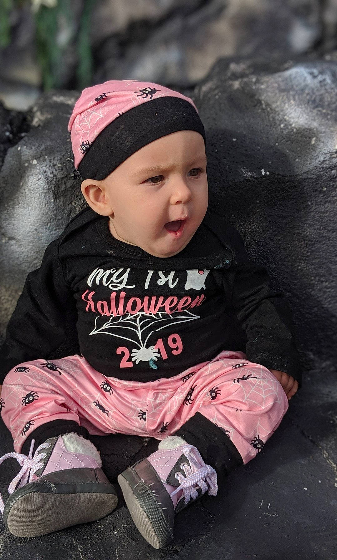 Alivia is registered to the contest to win money with this photo: baby, baseball_cap, cap, cheek, child, child_model, cool, headgear, headwear, person, photography, pink, sitting, sleeve, smile, t_shirt, toddler