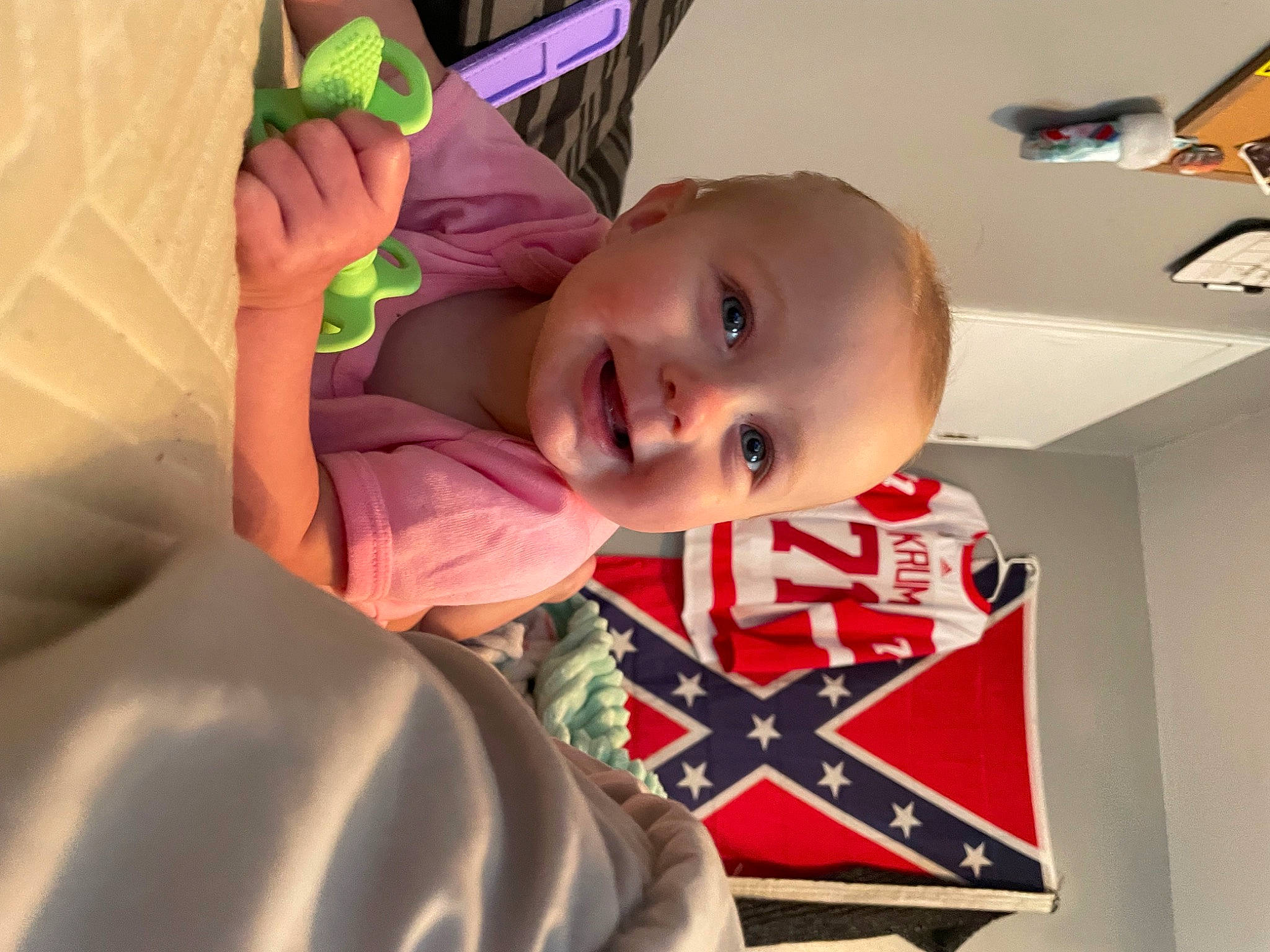 Willow joined the competition — help win amazing prizes! baby, baby_products, baby_toddler_clothing, carmine, ceiling, cheek, child, flooring, fun, happy, joy, laugh, nose, person, play, room, sitting, smile, thumb, toddler