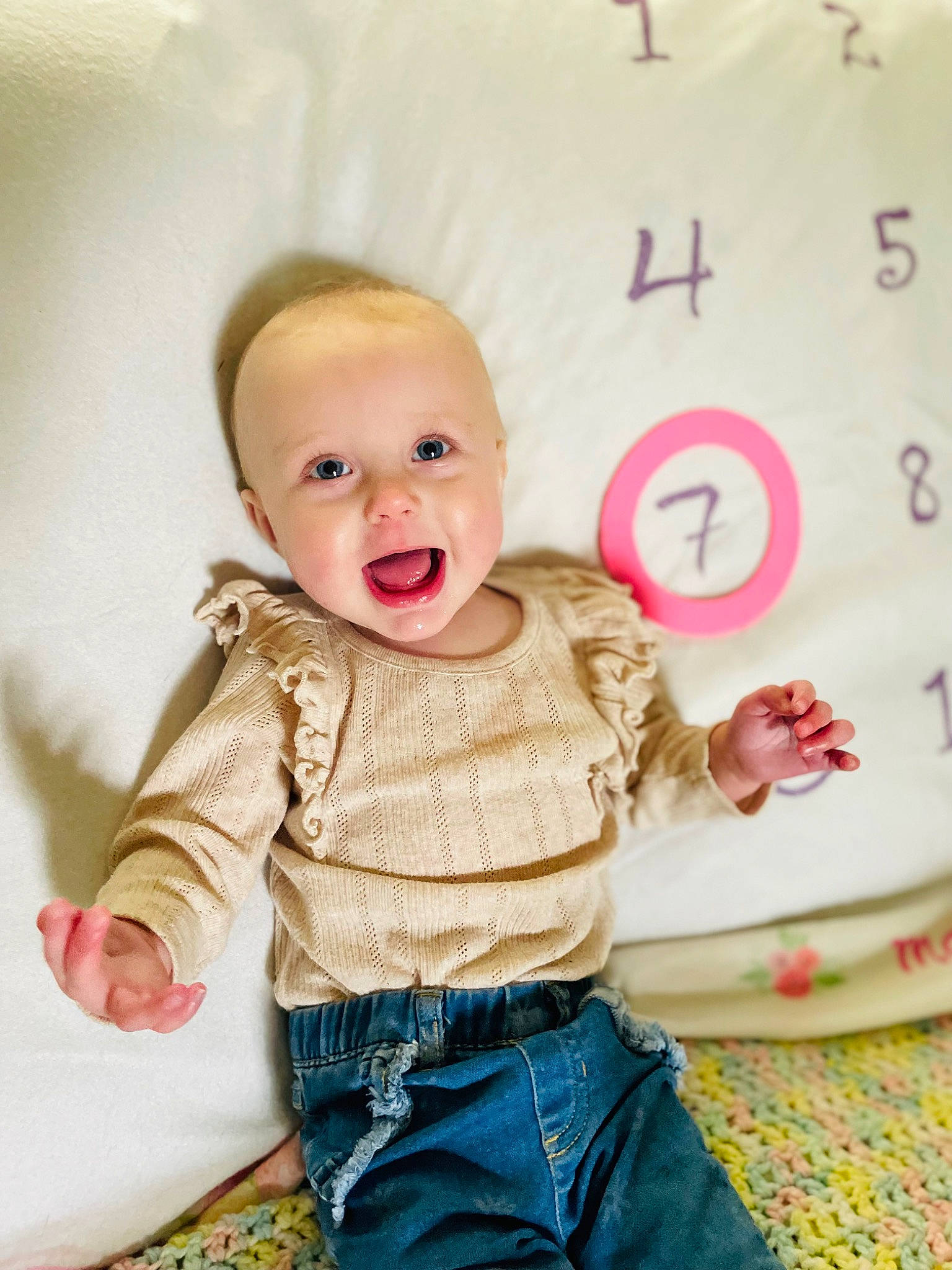 Willow is registered to the contest to win money with this photo: baby, baby_toddler_clothing, child, clothing, collar, eye, facial_expression, happy, head, magenta, pattern, person, pink, product, skin, sleeve, smile, textile, toddler, waist