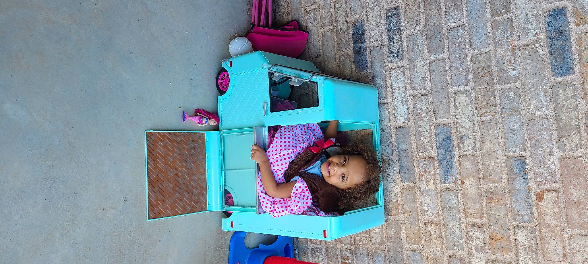 Emmy joined the competition — help win amazing prizes! azure, blue, child, electric_blue, fun, house, jeans, joy, leisure, magenta, pattern, person, pink, play, purple, red, t_shirt, textile, toddler, travel