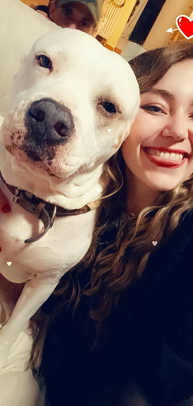 Kayla a rejoint le concours — aidez-le/la à gagner de superbes lots ! beauty, blond, carnivore, companion_dog, dog, dog_breed, ear, eye, eyelash, eyewear, fawn, flash_photography, fur, gesture, happy, nose, selfie, skin, smile, snout