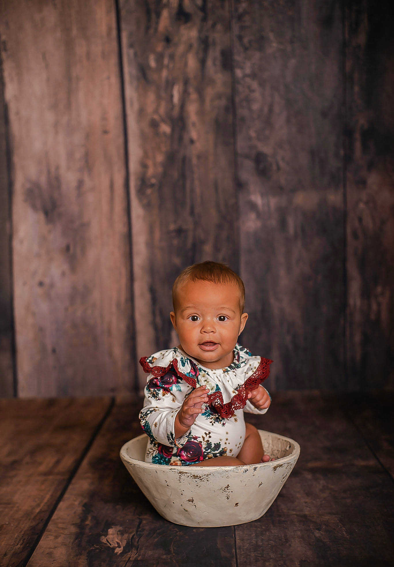 Kailani joined the competition — help win amazing prizes! baby, baby_toddler_clothing, bowl, cheek, child, chin, darkness, dress, drinkware, eye, flash_photography, flooring, happy, hardwood, person, serveware, sitting, tableware, tints_and_shades, toddler