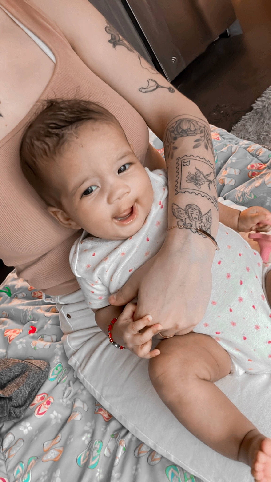 Jorja is registered to the contest to win money with this photo: baby, beauty, chest, child, comfort, elbow, finger, flash_photography, gesture, happy, human_leg, muscle, person, skin, sleeve, smile, textile, thigh, toddler, trunk