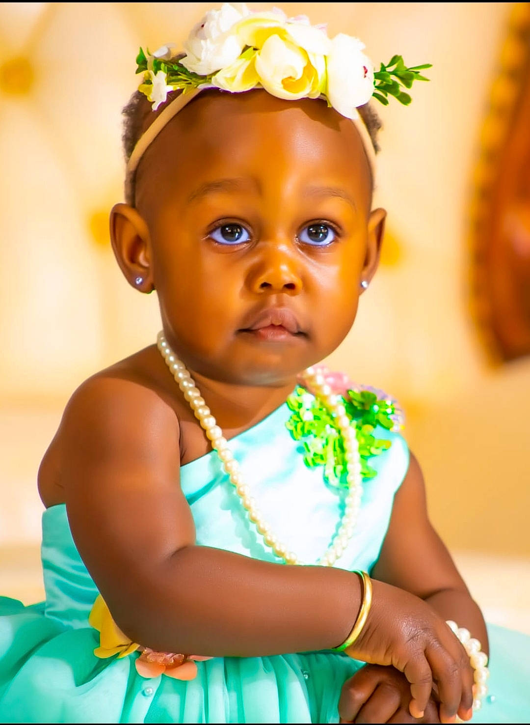 Kristi joined the competition — help win amazing prizes! adaptation, baby_toddler_clothing, cheek, dress, eye, flower, fun, green, hair, happy, head, headgear, human, human_body, nose, person, skin, smile, summer, toddler