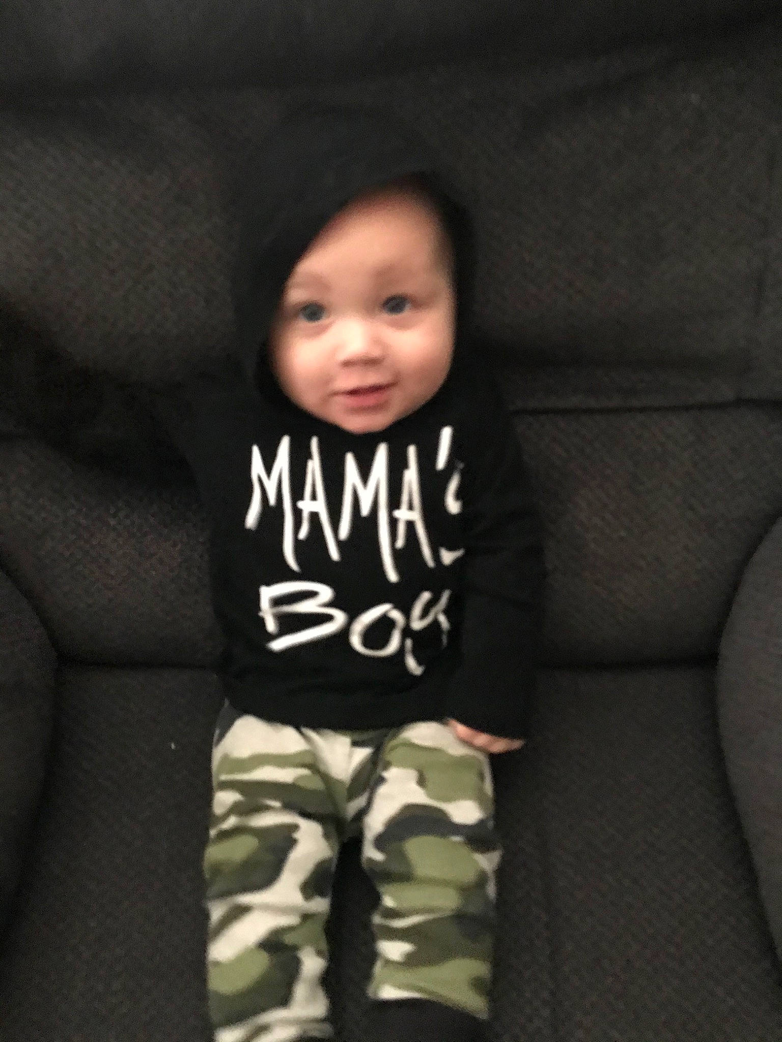 Grayson is registered to the contest to win money with this photo: baby, baby_toddler_clothing, cheek, child, person, photography, sitting, skin, sleeve, smile, standing, t_shirt, toddler