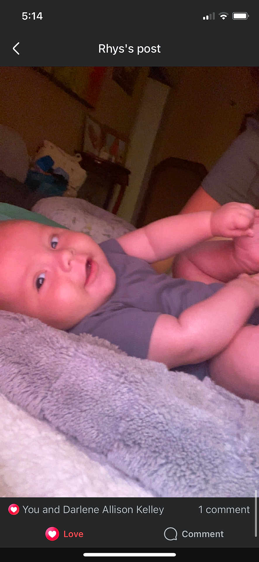 Layton joined the competition — help win amazing prizes! baby, infant, blanket, smile, face, arm, hand, furniture, bed, couch, clothing, person, indoor, home, soft, skin, curious, baby_girl, baby_boy, child