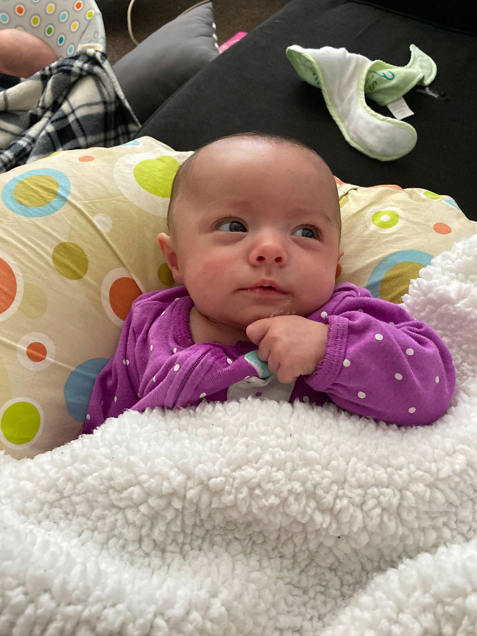 Carleigh joined the competition — help win amazing prizes! baby, baby_products, blanket, cheek, child, eye, face, head, person, pink, product, purple, skin, toddler