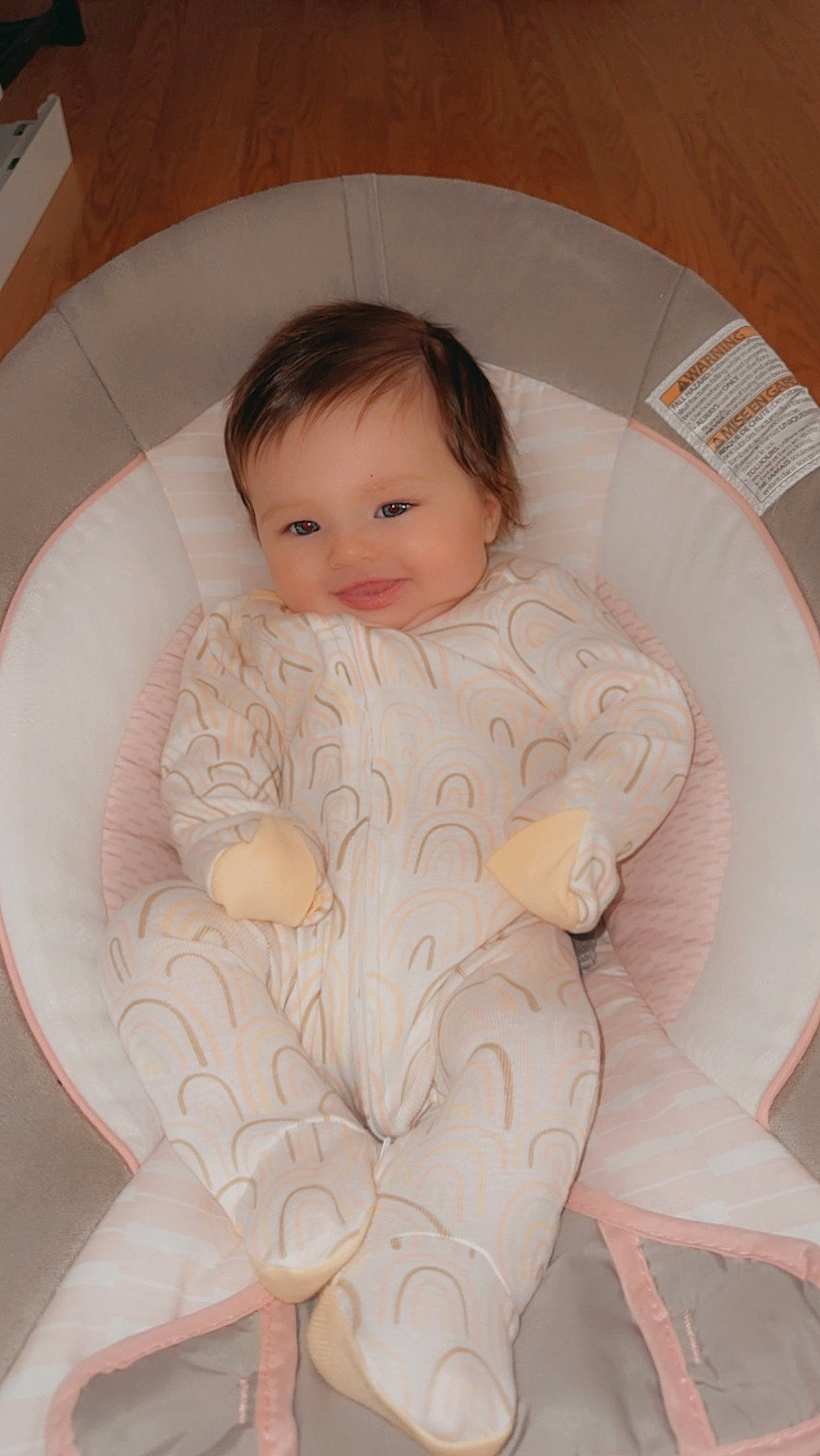 Peyton joined the competition — help win amazing prizes! arm, baby, baby_products, baby_toddler_clothing, cheek, child, circle, comfort, flooring, foot, leg, linens, person, product, room, sitting, skin, sleeve, stomach, thumb