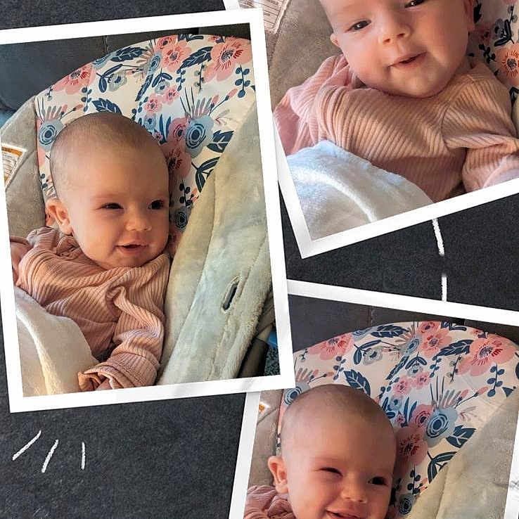 Mackenzie is registered to the contest to win money with this photo: art, baby, bed, blackboard, canvas, collage, cushion, face, furniture, happy, head, homedecor, laughing, linen, newborn, person, photography, portrait, quilt, sleeping