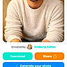 app_interface, beard, button, casual_clothing, dog, download_button, face, generate_button, hair, indoor, man, portrait, profile_picture, share_button, smiling, sweater, technology, text, user_interface, young_adult