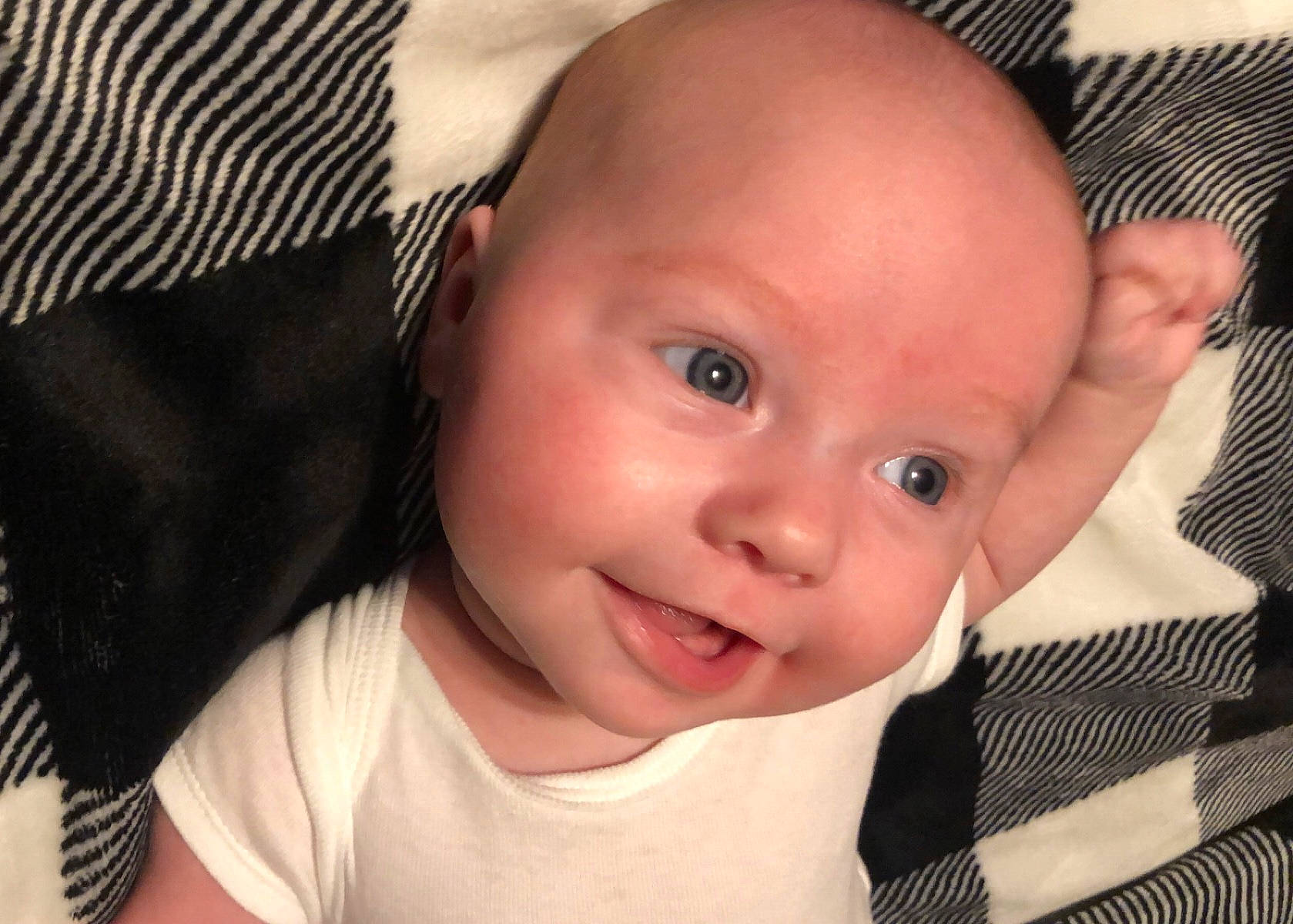 Hazel joined the competition — help win amazing prizes! baby, baby_products, baby_toddler_clothing, cheek, child, ear, eyebrow, eyelash, fashion_accessory, gesture, hairstyle, happy, iris, lip, nose, person, sitting, skin, sleeve, smile