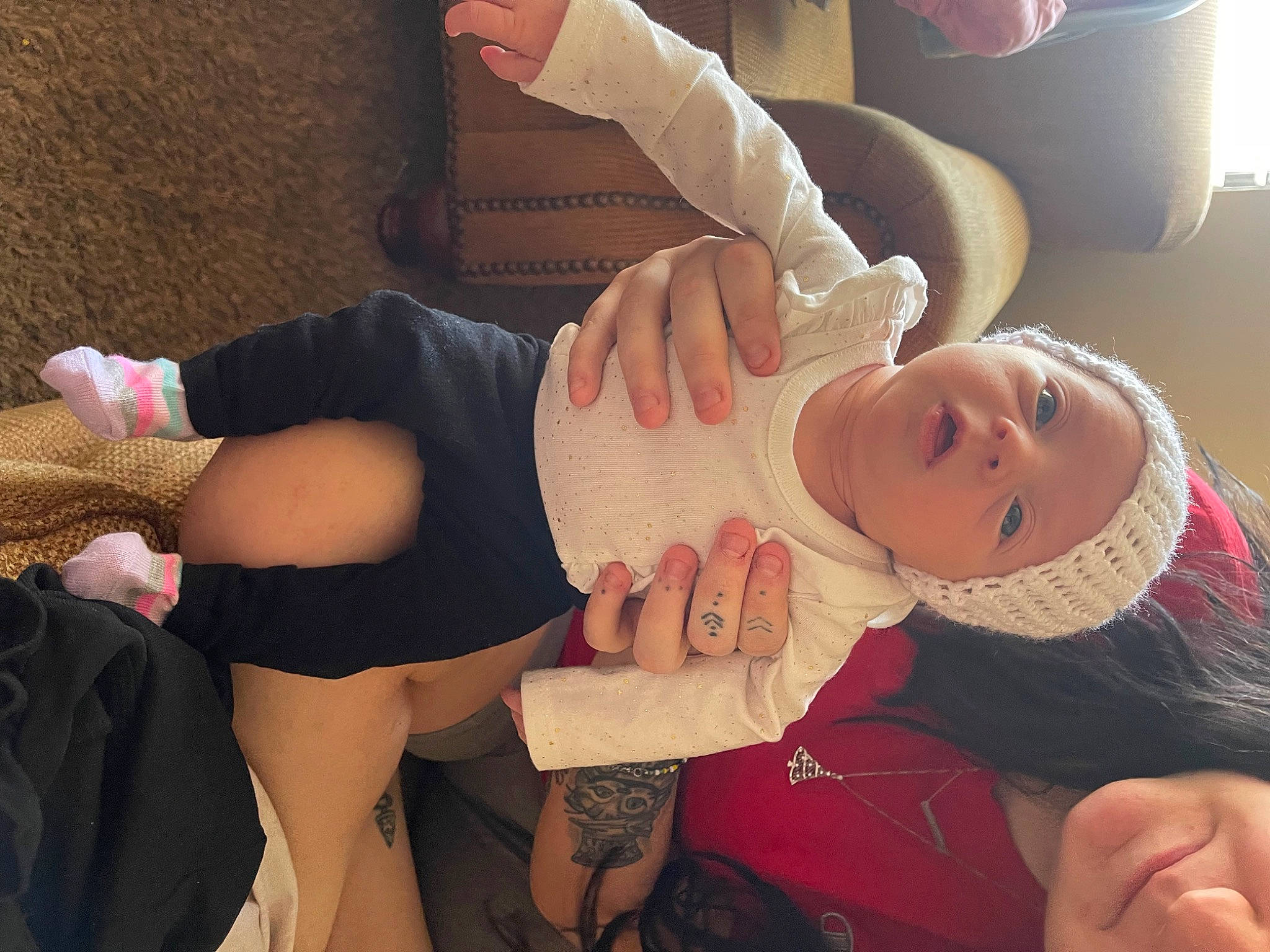 Mazikeen joined the competition — help win amazing prizes! abdomen, chest, comfort, elbow, finger, gesture, hand, headwear, human_body, joint, knee, leg, mouth, neck, person, sleeve, smile, stomach, thigh, thumb