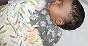 Elliana is registered to the contest to win money with this photo: baby, blanket, child, closeup, cozy, cute, face, floral_clothing, indoors, infant, newborn, pacifier, patterned_blanket, peaceful, pillow, portrait, resting, sleeping, soft, toddler