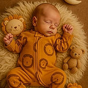 Bentley joined the competition — help win amazing prizes! baby, bedtime, child, cozy, crescent_moon, cute, fluffy_rug, indoors, infant, lion_pattern, nursery, onesie, peaceful, plush_toy, portrait, sleep, sleeping, soft_toys, stars, teddy_bear