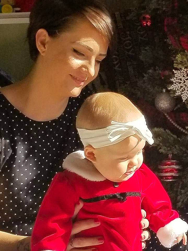 Liliana joined the competition — help win amazing prizes! abdomen, child, christmas, daughter, day, ear, fun, girl, head, human_hair_color, lap, mother, person, product, red, skin, textile, toddler