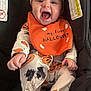 Kynslee joined the competition — help win amazing prizes! baby, child, smiling, halloween, bib, pumpkin, bat, headband, car_seat, clothing, infant, cute, happy, portrait, holiday, costume, orange, white, black, seatbelt