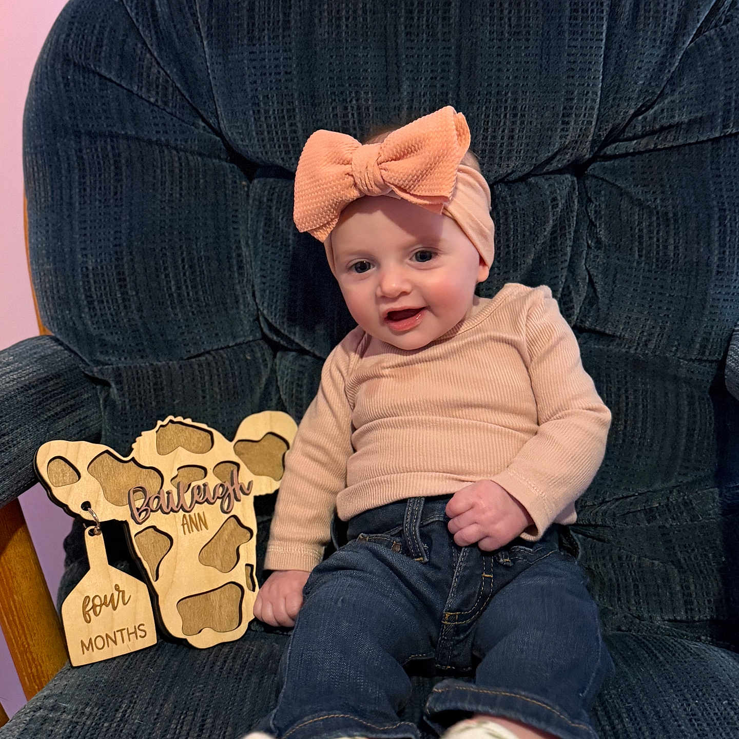 Baileigh is registered to the contest to win money with this photo: armchair, baby, cap, chair, clothing, couch, cushion, face, footwear, furniture, hat, head, homedecor, jeans, pants, person, photography, portrait, shoe, sitting