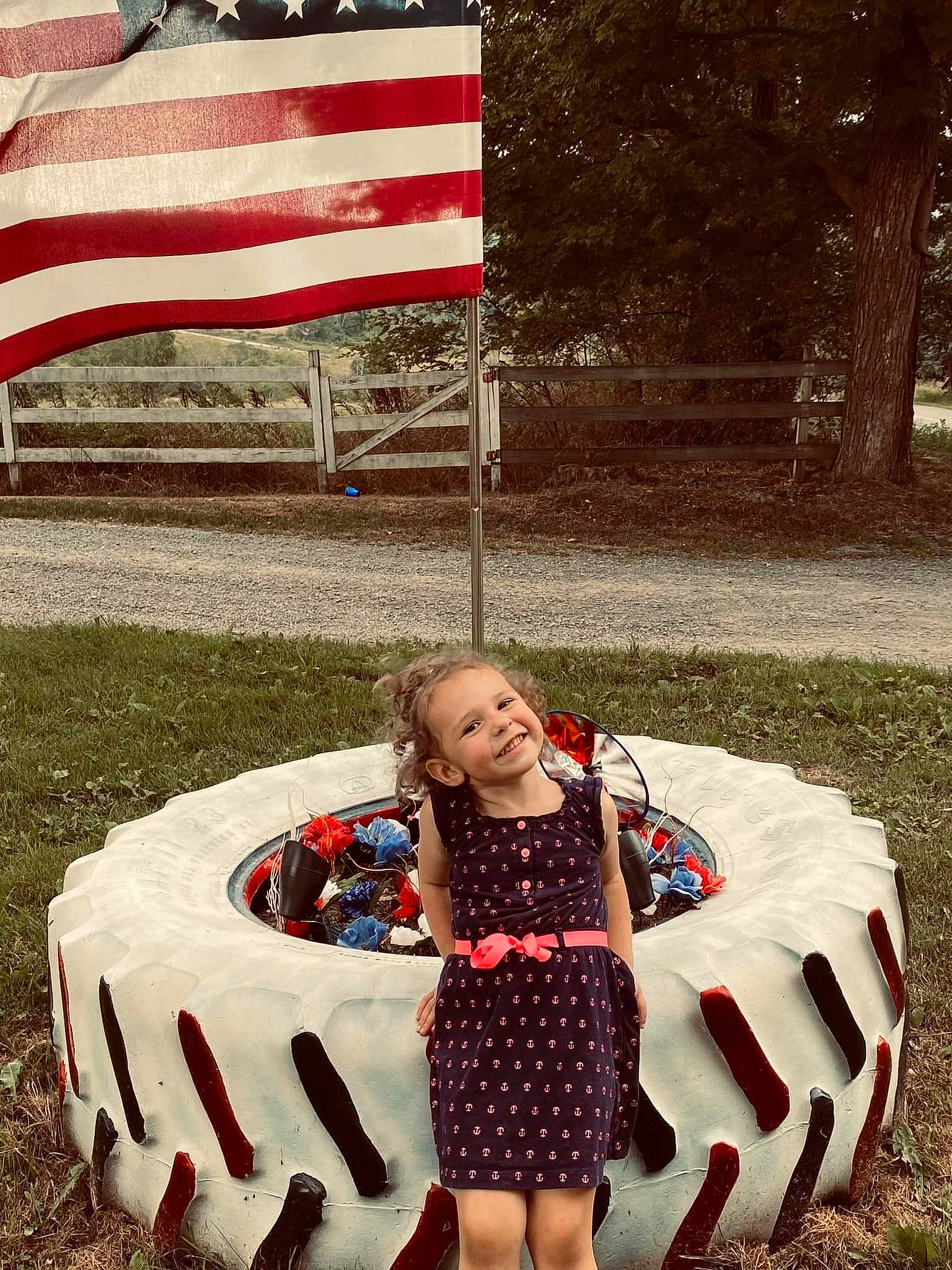 Andrea joined the competition — help win amazing prizes! dress, event, flag, flag_day_usa, flag_of_the_united_states, fun, grass, happy, joy, leisure, pattern, people_in_nature, person, photograph, plant, recreation, red, sitting, spring, summer