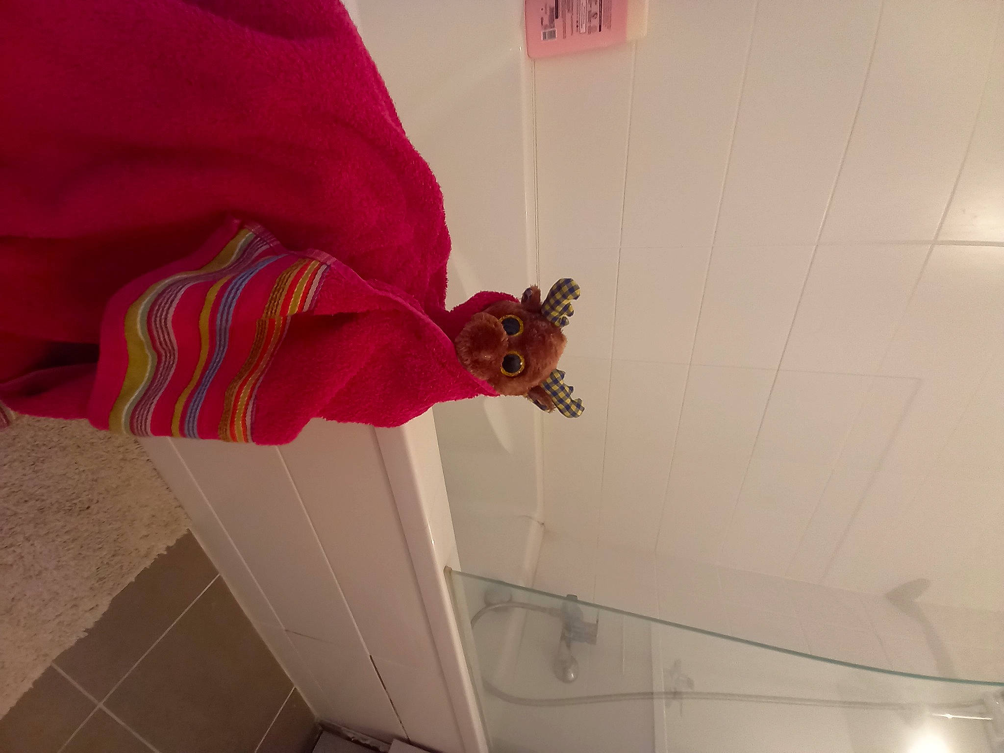 Brooky participe au concours pour gagner de l'argent avec cette photo : carmine, ceiling, floor, flooring, hardwood, human_leg, linens, magenta, material_property, pattern, plaster, plumbing, plumbing_fixture, room, sleeve, tail, tile, tints_and_shades, wall, wood