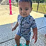 Asiah joined the competition — help win amazing prizes! toddler, child, splash_pad, water, swimsuit, blue_crocs, outdoor, sunny, concrete, fence, playground, water_spray, summer, cute, walking, person, daytime, park, wet, young_child