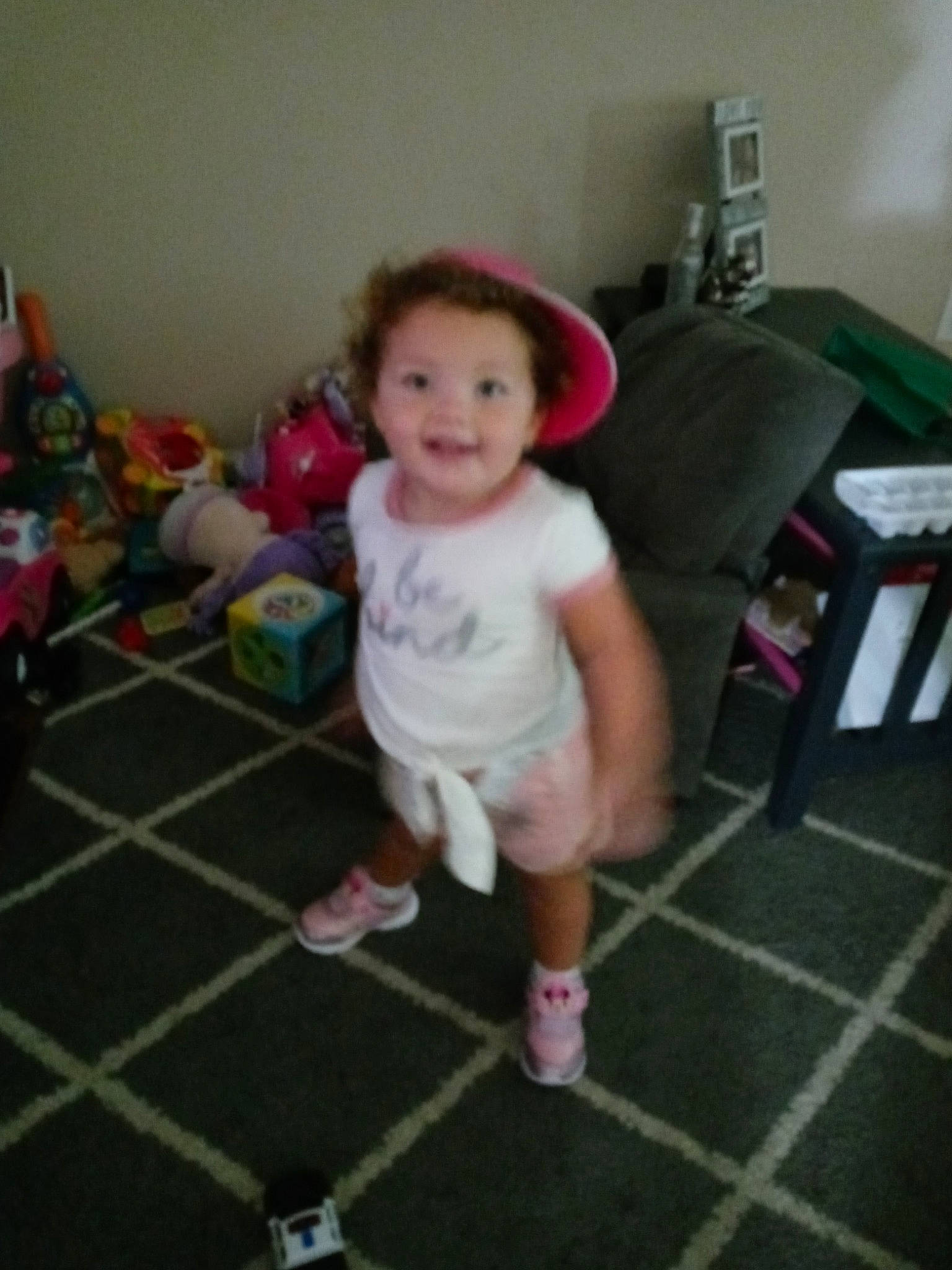 Nova joined the competition — help win amazing prizes! baby, baby_products, baby_toddler_clothing, child, floor, flooring, fun, human_leg, joy, knee, person, play, room, shorts, sitting, smile, sock, t_shirt, thigh, thumb